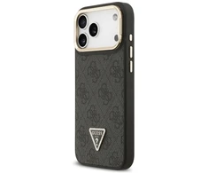 Dėklas Guess 4G PU Triangle Logo &amp; Stand Camera Magsafe Apple iPhone 17 Pro Max juodos spalvos