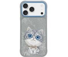 NIMMY dėklas BIG EYED PET 2.0 Cat, skirtas IPHONE 17 Pro, pilkas