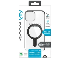 Dėklas Speck Presidio Perfect-Clear ClickLock &amp; Magsafe do iPhone 15 / iPhone 14 / iPhone 13 (Clear / Frosted Juodas / Slate Pilkas)
