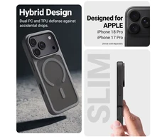 Dėklas iPhone 18 Pro / 17 Pro Crong Hybrid Matte Magnetic su MagSafe, pilkas