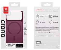 Dėklas iPhone 18 Pro / 17 Pro Crong Hybrid Matte Magnetic, burgundy
