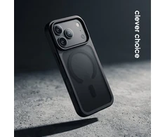Dėklas iPhone 18 Pro / 17 Pro Crong Hybrid Matte Magnetic, juodas