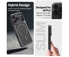 Dėklas iPhone 18 Pro Max / 17 Pro Max Crong Hybrid Matte Magnetic, pilkas