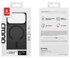 Dėklas iPhone 18 Pro Max / 17 Pro Max, juodas, Crong Hybrid Matte Magnetic