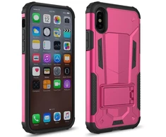 Zizo Hybrid Transformer Cover - Tough dėklas skirtas Apple iPhone X with Kickstand Hot Rožinė/Juodas