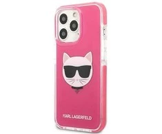 Dėklas Karl Lagerfeld Choupette galvutė iPhone 13 Pro / iPhone 13 - fuksija