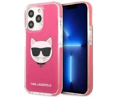 Dėklas Karl Lagerfeld Choupette galvutė iPhone 13 Pro / iPhone 13 - fuksija