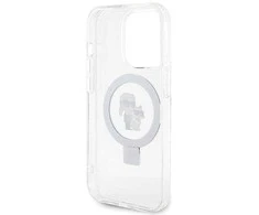 Dėklas Karl Lagerfeld Ring Stand Karl&amp;Choupettte MagSafe do iPhone 14 Pro - baltas