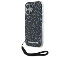 Dėklas Karl Lagerfeld KLHCP16MHZBPKCCU iPhone 16 Plus 6.7" violetinės spalvos Zebra su virvele