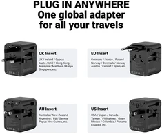 Kelioninis adapteris Crong One World 45 W, juodas