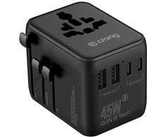 Kelioninis adapteris Crong One World 45 W, juodas