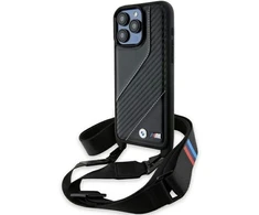 Dėklas BMW BMHCP15L23PSCCK Apple iPhone 15 Pro 6.1″ juodos spalvos hardcase M Edition Carbon Stripe &amp; Strap