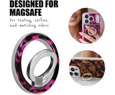 MagSafe magnetinis telefono laikiklis Crong Deluxe RING, rožinis „Rožinė Tortoise“