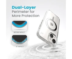 Speck Presidio Perfect-Clear MagSafe - dėklas skirtas Apple iPhone 16e / Apple iPhone 15 / Apple iPhone 14 / Apple iPhone 13 Clear / Chrome Finish / Serene Sidabrinis