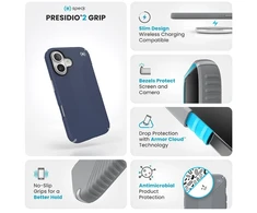 Dėklas Speck Presidio2 Grip do iPhone 16 mėlyna
