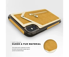 Zizo Nebula Wallet Case - Wallet Back and Zipper Pouch with Apsauginis stiklas Screen Protector skirtas Apple iPhone X (šviesiai rudas/Brown)