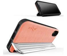 Dėklas Zizo Retro Series - Wallet Back with Magnetic Closure and Built-In Kickstand for iPhone Xs / X Peach/Sidabrinis