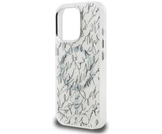 Dėklas Karl Lagerfeld IML Karl Script Pattern MagSafe Apple iPhone 16 Pro baltos spalvos