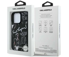 „Karl Lagerfeld“ grūdėto rašto ir logotipo „MagSafe“ dėklas, skirtas „iPhone 16 Pro“ – Juodas