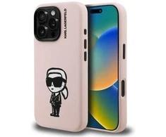 Dėklas Karl Lagerfeld Silicone Karl Sketch MagSafe Case for iPhone 16 Pro - Rožinė