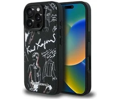 „Karl Lagerfeld“ grūdėto rašto ir logotipo „MagSafe“ dėklas, skirtas „iPhone 16 Pro“ – Juodas