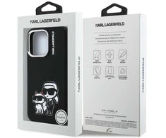 „Karl Lagerfeld“ silikoninis „Karl&amp;Choupette Sketch MagSafe“ dėklas, skirtas „iPhone 16 Pro“ – Juodas
