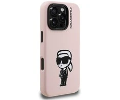Dėklas Karl Lagerfeld Silicone Karl Sketch MagSafe Case for iPhone 16 Pro - Rožinė
