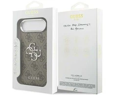 „Guess 4G Big 4G Classic“ logotipo dėklas, skirtas „iPhone 17 Air“ - ruda ir sidabrinė