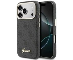 GUESS dėklas, skirtas IPHONE 17 Pro Max, suderinamas su MagSafe GUHMP17X5P4FWMSK (PU FW 4G Script) juodas