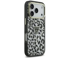Dėklas telefonui iPhone 17 Pro su MagSafe ir blizgiu leopardiniu raštu Guess