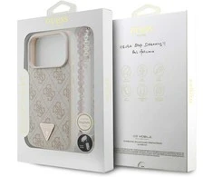 „Guess 4G Strap Triangle Logo MagSafe“ dėklas, skirtas iPhone 17 Pro - Rožinė