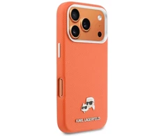 Karl Lagerfeld dėklas, skirtas IPHONE 17 Pro, suderinamas su MagSafe KLHMP17L6PFKCLO (PU FW W/ K&amp;C Head Pin), oranžinis