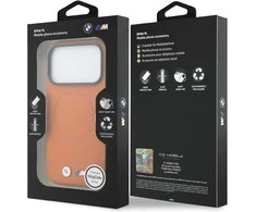 Dėklas BMW case for IPHONE 17 Pro compatible with MagSafe BMHMP17L25PFWSMO (PU FW Metal Logo) oranžinis