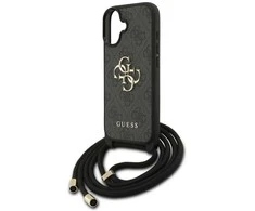Dėklas telefonui iPhone 17 su dirželiu juodas Guess