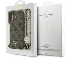 Original dėklas GUESS 4G Strap Triangle Logo MagSafe skirtas Apple iPhone 17 rudos spalvos