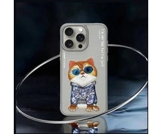 Dėklas telefonui pilkas silikoninis su pakeltais kraštais iPhone 15 Pro Max Nimmy