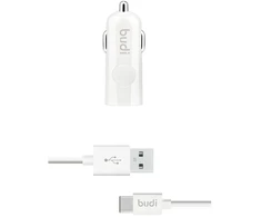 Budi - 1 USB automobilinis įkroviklis su LED indicator+USB type C cable