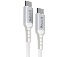 Crong Armor Link - 60W PD 3A USB-C to USB-C Cable 25cm baltas
