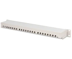 Digitus komutacinis skydas 19'' 24x RJ45, LSA jungtys, cat.6, ekranuotas, 1U, pilkas, su kabelių tvarkykle