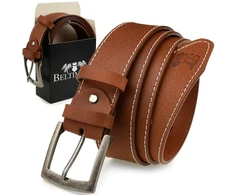 Dirželis męski skórzany klamra 4 cm ruda BELTIMORE A34