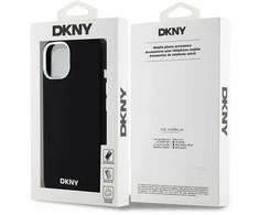 DKNY Liquid Silicone Small Metal Logo“ MagSafe“ dėklas iPhone 15 Plus“ / 14 Plus“ – juodas