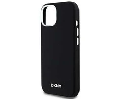 DKNY Liquid Silicone Small Metal Logo“ MagSafe“ dėklas iPhone 15 Plus“ / 14 Plus“ – juodas