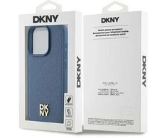 Apple iPhone 15 Pro DKNY odinis dėklas Monogram Pattern Metal Logo MagSafe (DKHMP15LPSHRPSB) mėlynos spalvos