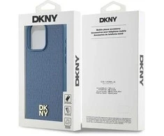Apple iPhone 15 Pro Max DKNY odinis dėklas Monogram Pattern Metal Logo MagSafe (DKHMP15XPSHRPSB) mėlynos spalvos