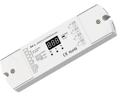 DMX512, RDM dekoderis, 4 kanalų x 5A, 12-24V