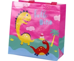 Lean Toys Rožinis dovanų maišelis su dinozauro motyvu