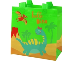 Lean Toys Žalias dovanų maišelis su dinozauro motyvu