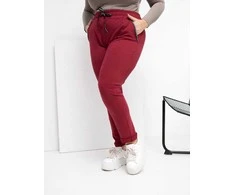 Dresinės kelnės moterims plus size bordo spalvos