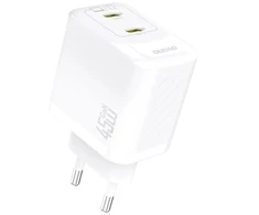 Dudao A28PEU PD 45W GaN 2xUSB Sieninis įkroviklis - Baltas