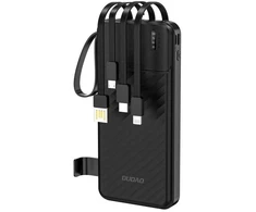 Dudao K11 10000mAh Powerbank'as su integruotais kabeliais - Juodas